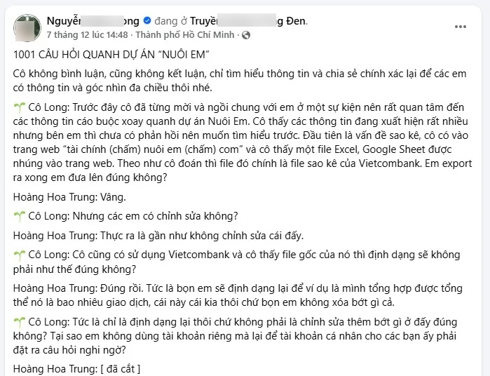 Truyền thông Trăng Đen phối hợp cùng Nuôi Em và bạn Hoàng Hoa Trung để xử lý sự việc, lập tức xuất hiện câu hỏi: Liệu Truyền thông Trăng Đen đang làm đúng hay sai