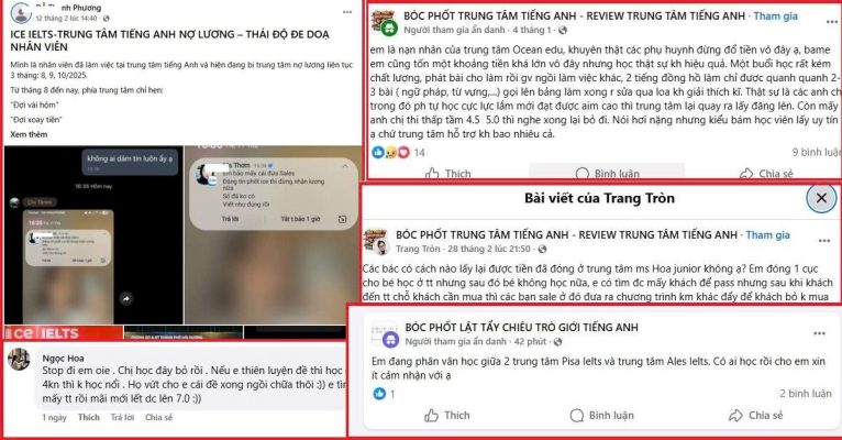 Bạn nào đang tìm kiếm các bài bóc phốt trung tâm tiếng Anh, bóc phốt Ielts để tránh xa? Có những thứ, ở trên mạng xã hội, đều đang bị lừa gạt mà không hề hay biết.
