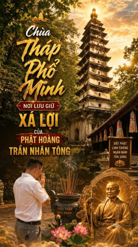 Chùa Tháp Phổ Minh - nơi lưu giữ xá lợi của Phật hoàng Trần Nhân Tông. Chùa Phổ Minh còn được gọi là chùa Tháp, nằm ở phía Tây đền Trần, thuộc phường Lộc Vượng, thành phố Nam Định, tỉnh Nam Định cũ, nay thuộc địa bàn thôn Tức Mặc, phường Nam Định tỉnh Ninh Bình.