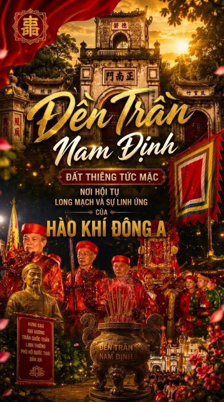 Đền Trần Nam Định - đất thiêng Tức Mặc: nơi hội tụ long mạch và sự linh ứng của hào khí Đông A. Sức mạnh ấy bắt nguồn từ vùng đất được mệnh danh là nơi hội tụ long mạch của triều đại nhà Trần: mảnh đất cổ Tức Mặc (Nam Định) – nơi đặt ngôi Đền Trần linh thiêng.
