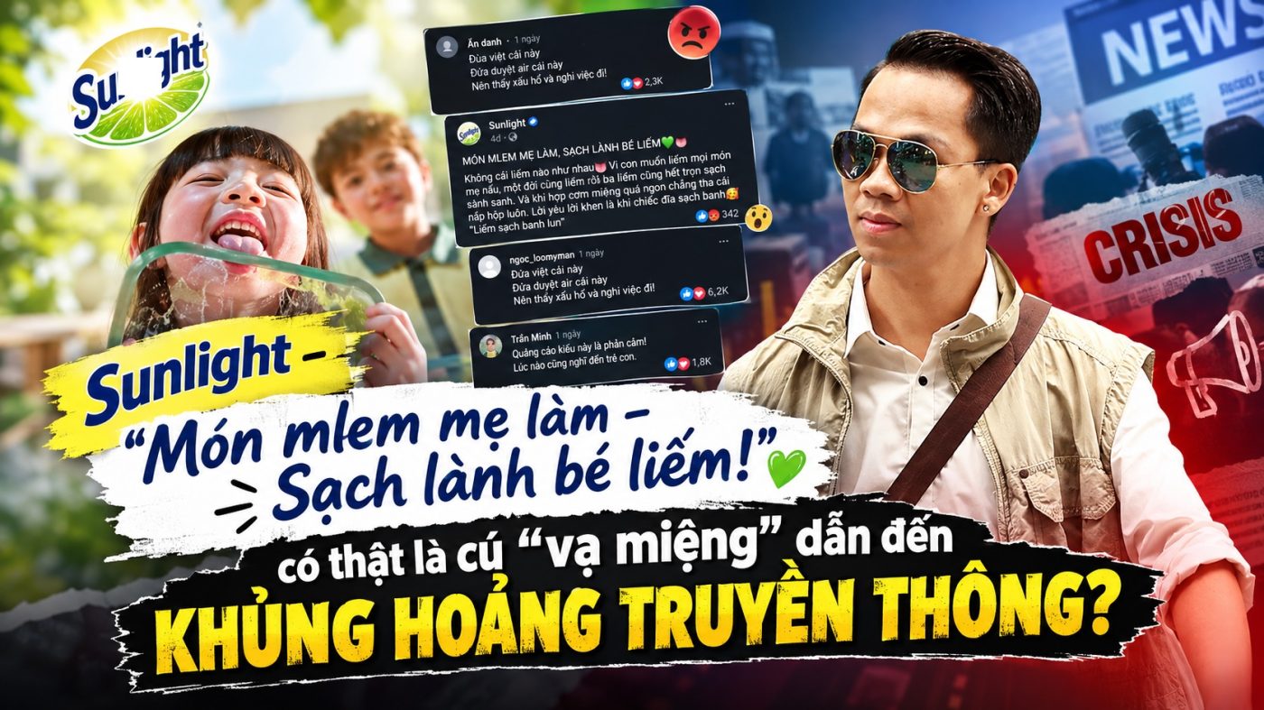 "Sunlight - Món mlem mẹ làm – Sạch lành bé liếm!"  - một slogan quảng cáo ngắn gọn, lại trở thành một đề tài gây phản ứng của dư luận khiến cho nhãn hàng phải "vội vàng" xóa quảng cáo và đăng đàn xin lỗi trước khủng hoảng truyền thông